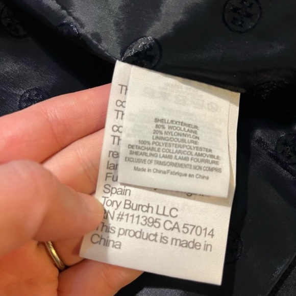 Tory Burch Alexandre Peat Coat Style Navy Genuine Fur Collar EXQUISITE! - Picture 11 of 12